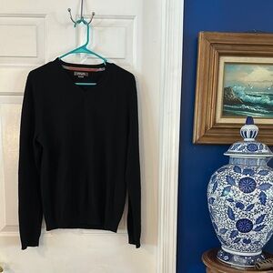 Men's Christopher Fischer Black 100% Cashmere V Neck Sweater Size Medium